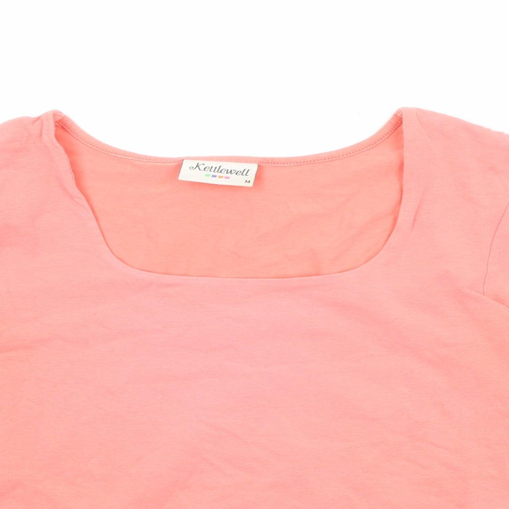 Kettlewell Womens Pink Cotton Basic T-Shirt Size M Square Neck