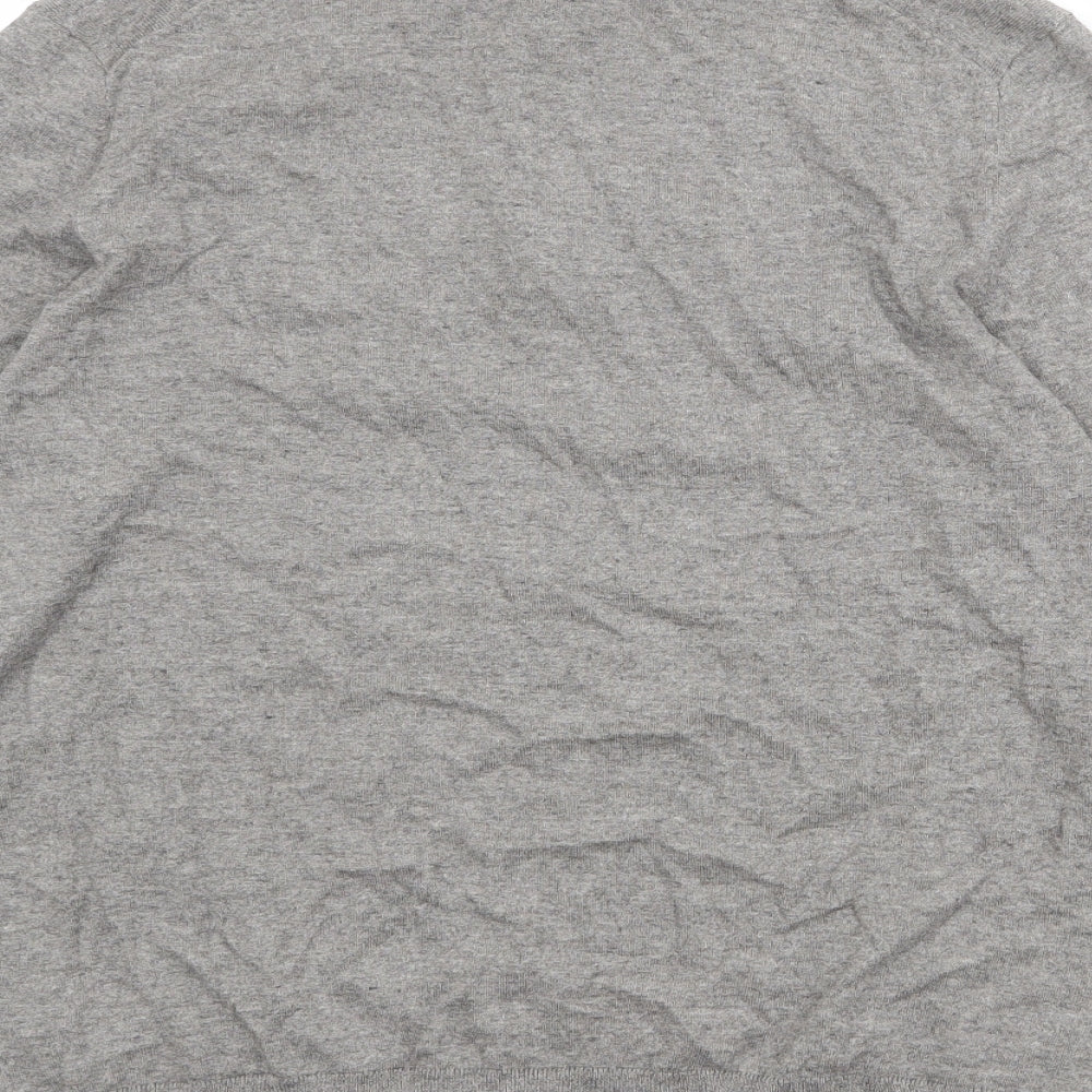 Marks and Spencer Mens Grey Cotton Polo Size M Collared Button
