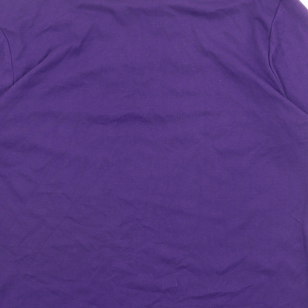 Anna Rose Womens Purple 100% Cotton Basic T-Shirt Size L Round Neck