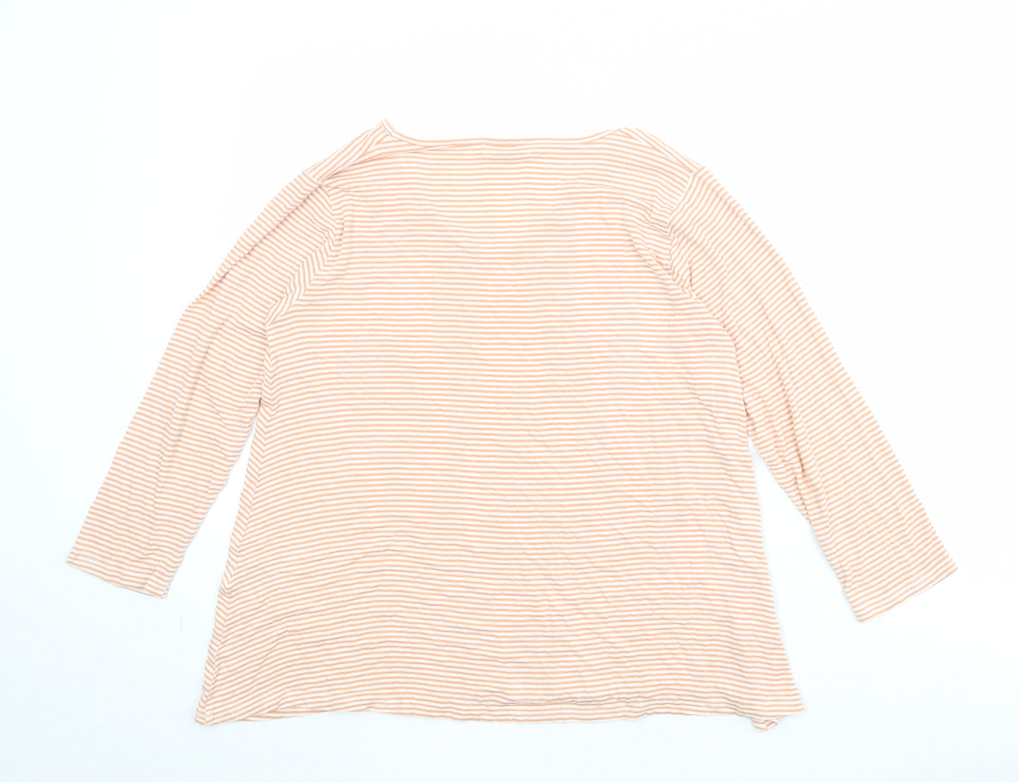 Masai Womens Orange Striped Viscose Basic T-Shirt Size M V-Neck