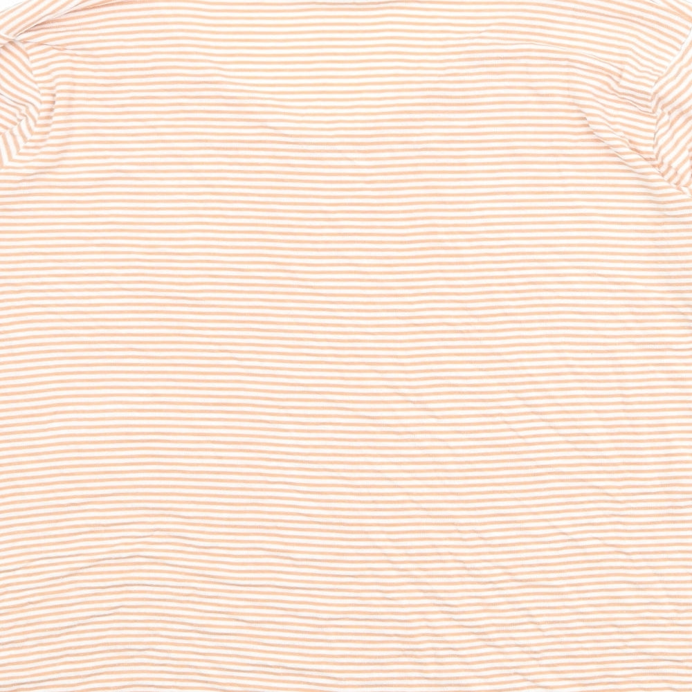 Masai Womens Orange Striped Viscose Basic T-Shirt Size M V-Neck