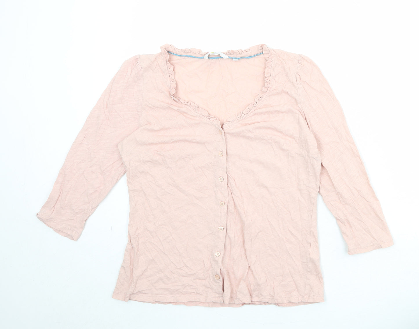 Boden Womens Pink 100% Cotton Basic Button-Up Size 14 Round Neck