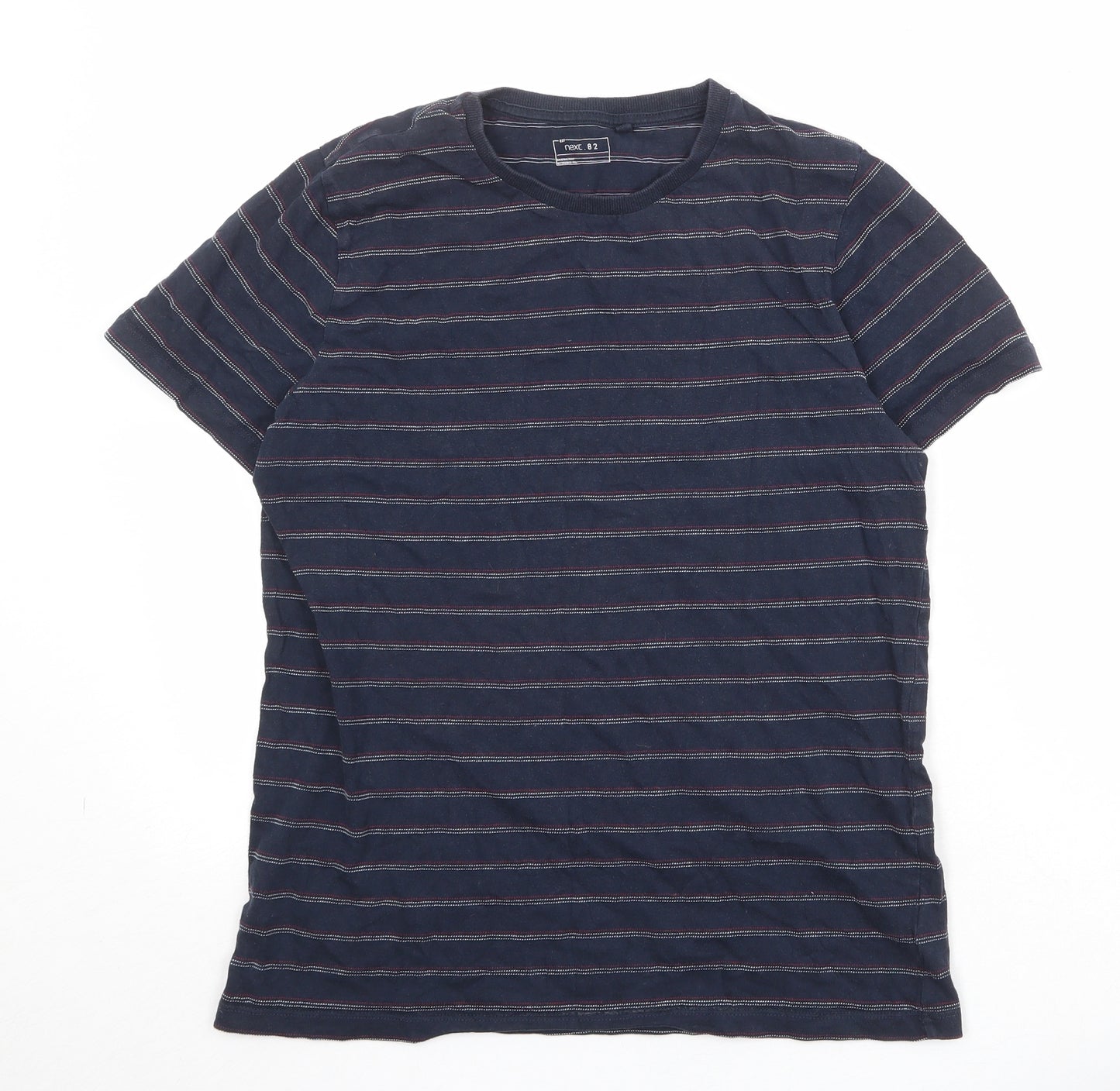 NEXT Boys Blue Striped 100% Cotton Pullover T-Shirt Size 14 Years Crew Neck Pullover