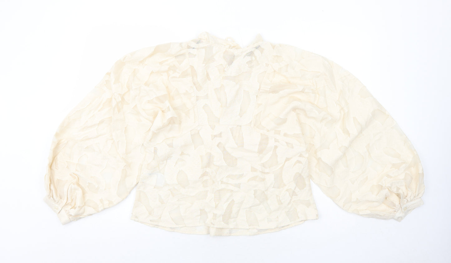 H&M Womens Ivory Geometric Viscose Basic Blouse Size S V-Neck