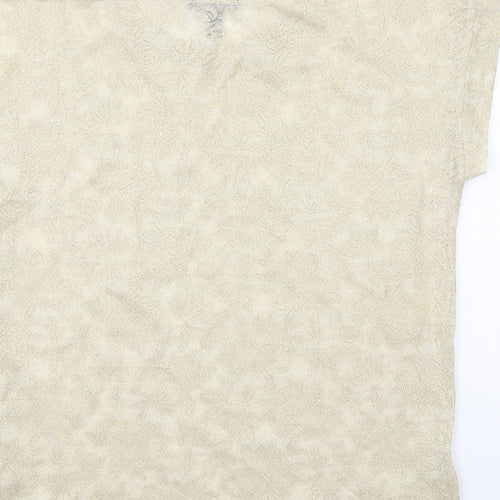 Mango Womens Gold Geometric Polyester Basic Blouse Size S Round Neck