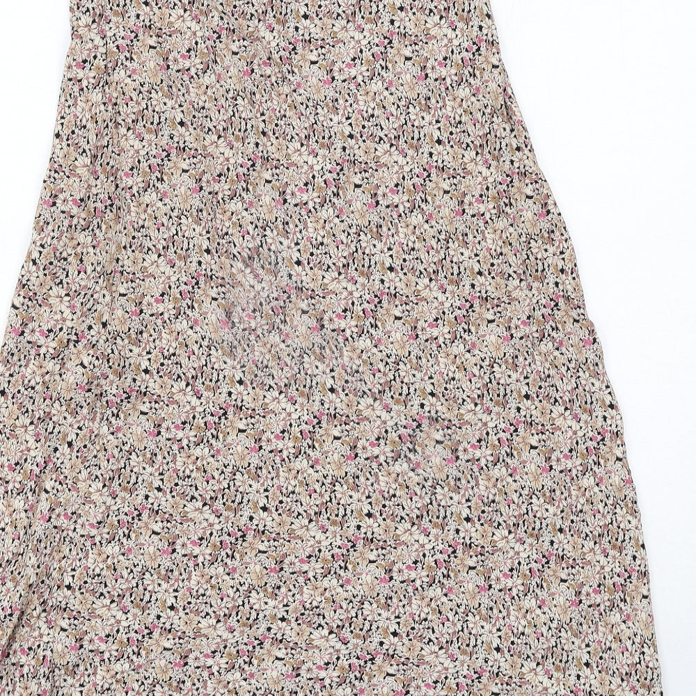 Monsoon Womens Multicoloured Floral Viscose Peasant Skirt Size 12 Drawstring