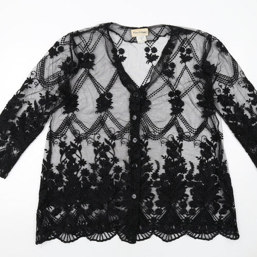 Miss Selfridge Womens Black Geometric Jacket Size M Button