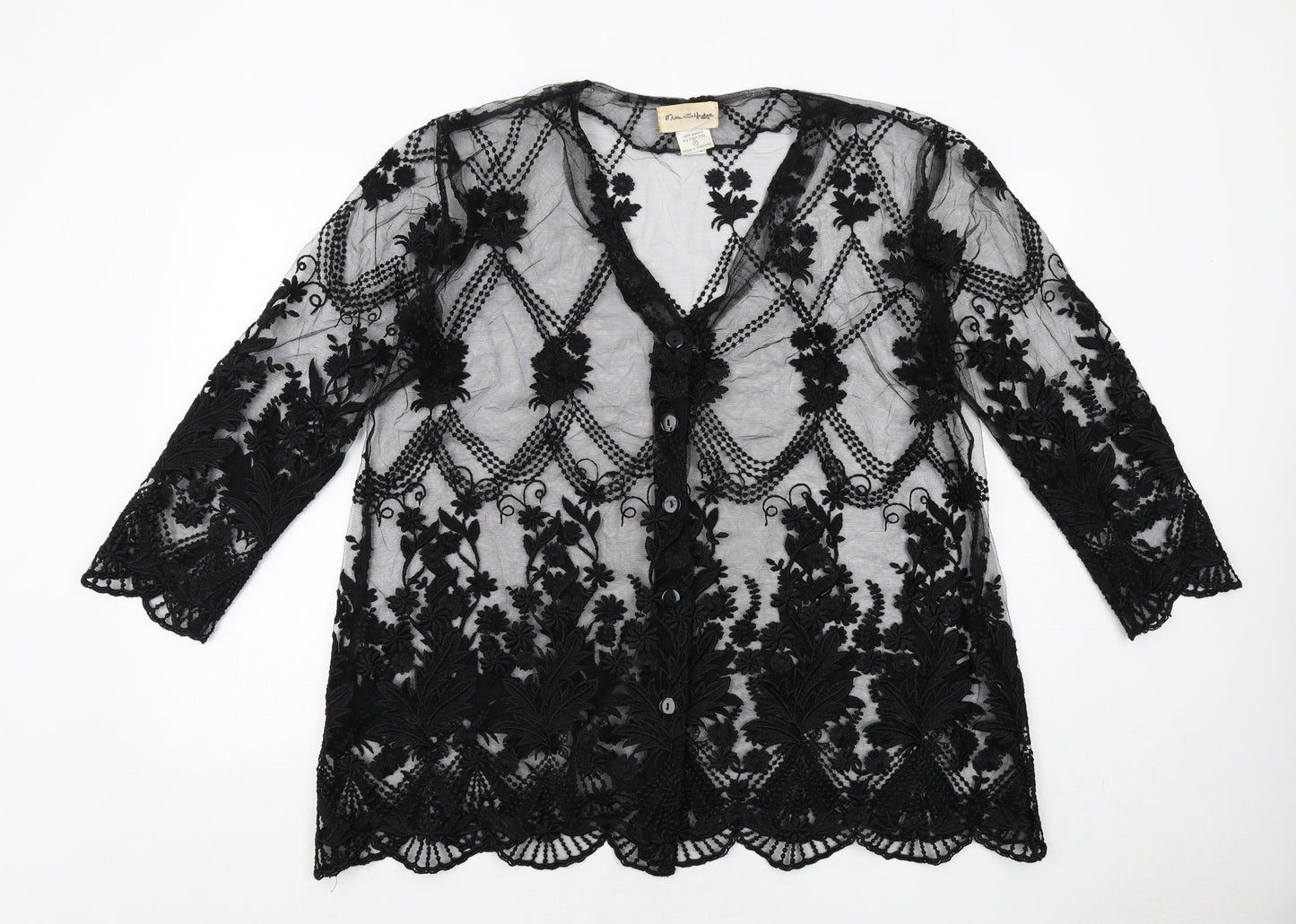 Miss Selfridge Womens Black Geometric Jacket Size M Button