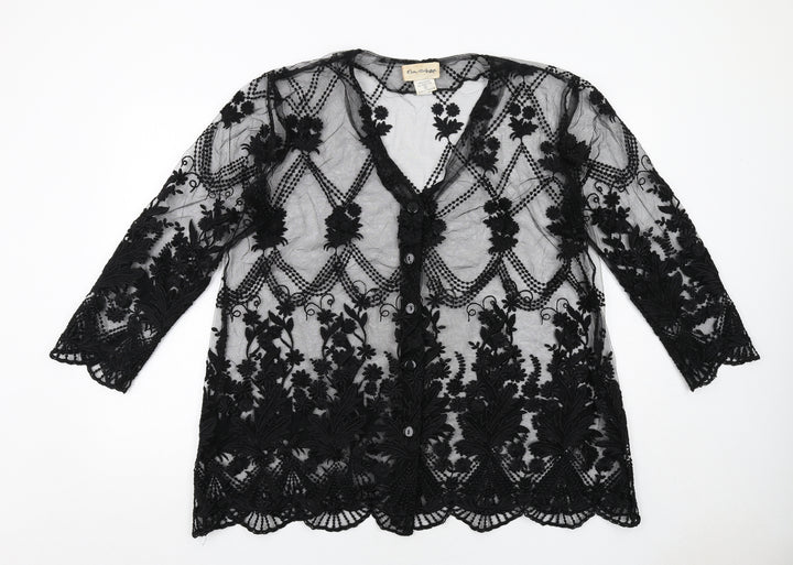Miss Selfridge Womens Black Geometric Jacket Size M Button