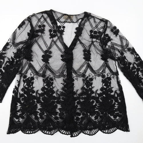 Miss Selfridge Womens Black Geometric Jacket Size M Button