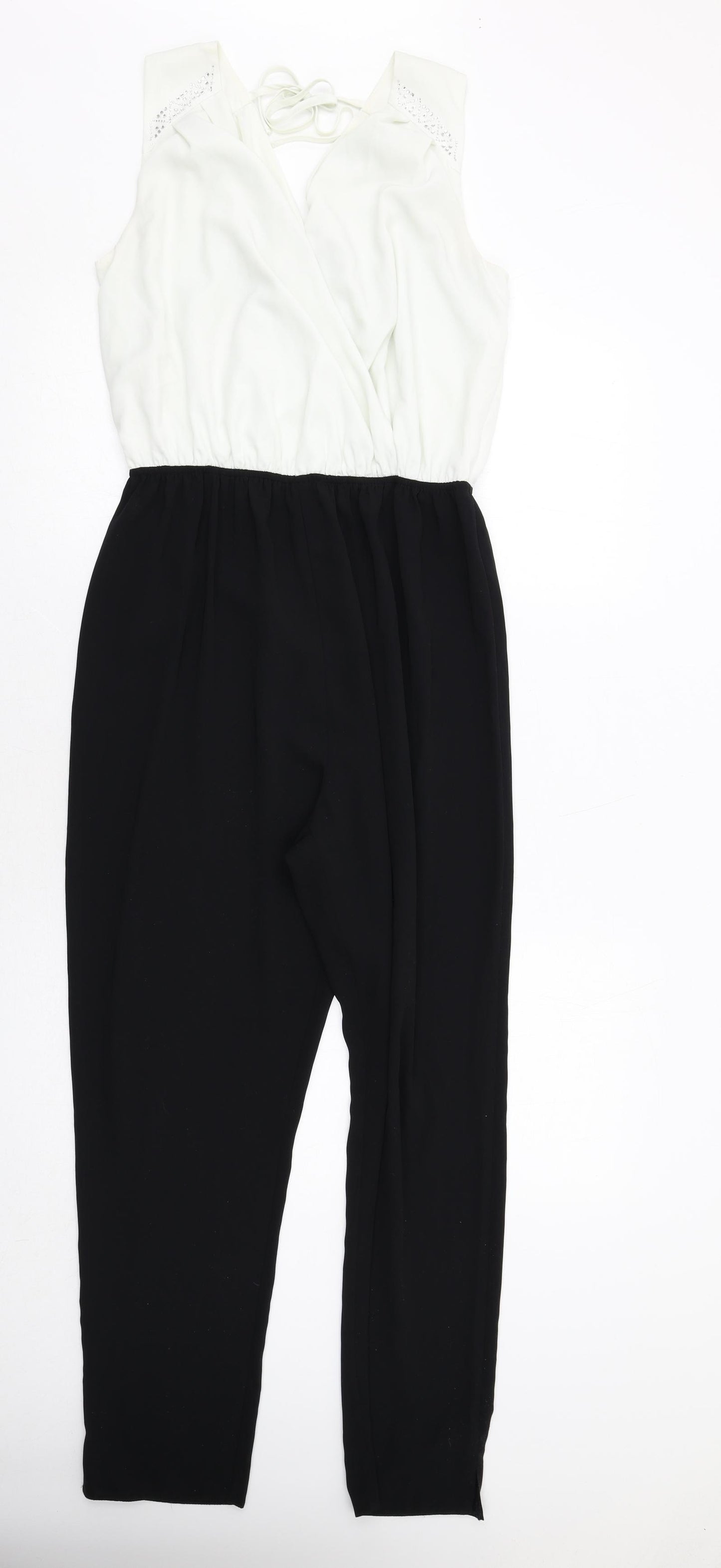 Red Herring Womens Black Colourblock Polyester Jumpsuit One-Piece Size 10 Pullover