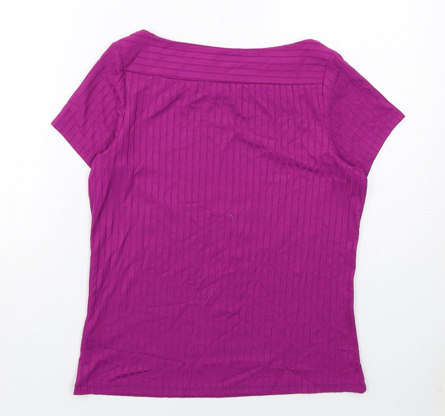 Principles Womens Purple Viscose Basic T-Shirt Size 12 Boat Neck