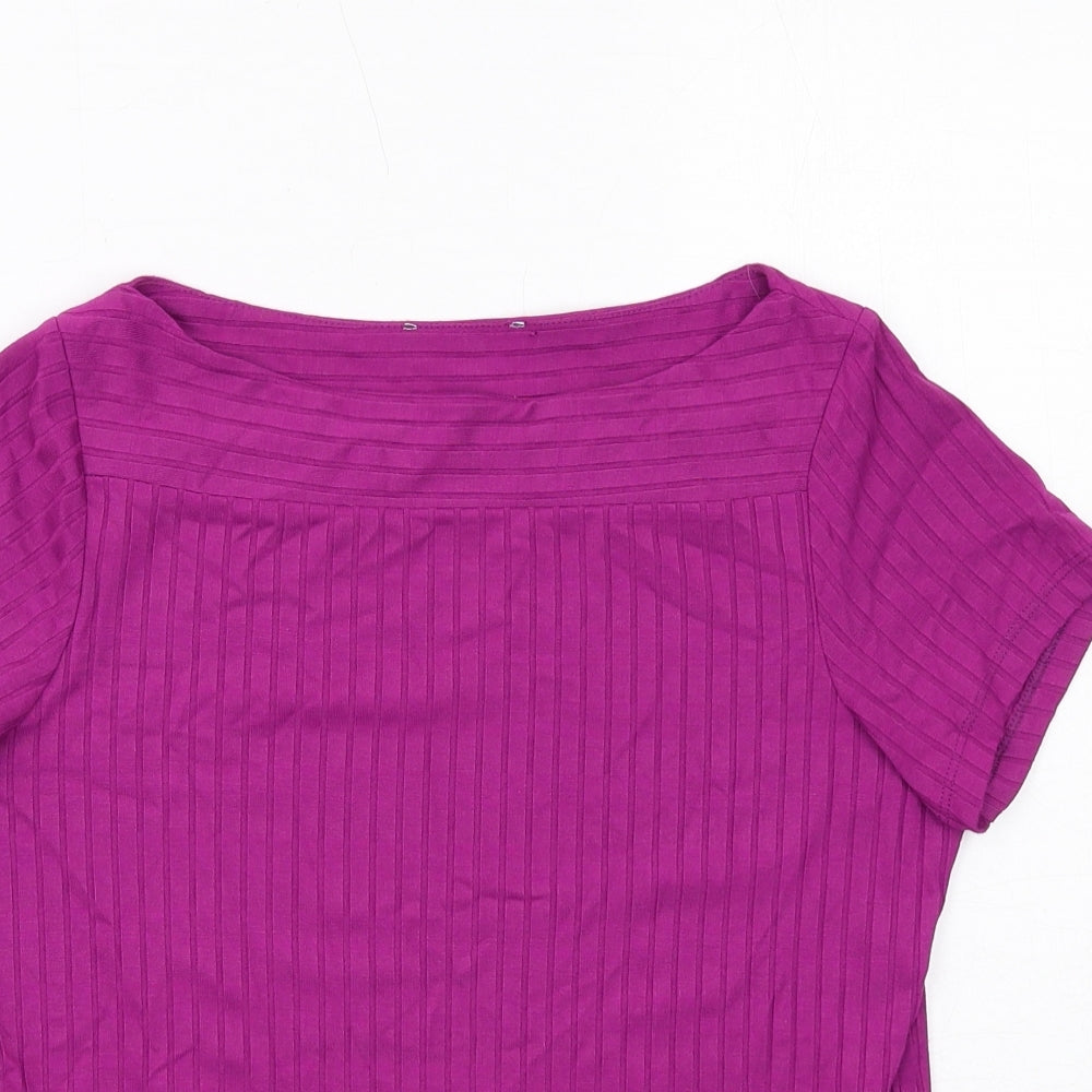 Principles Womens Purple Viscose Basic T-Shirt Size 12 Boat Neck