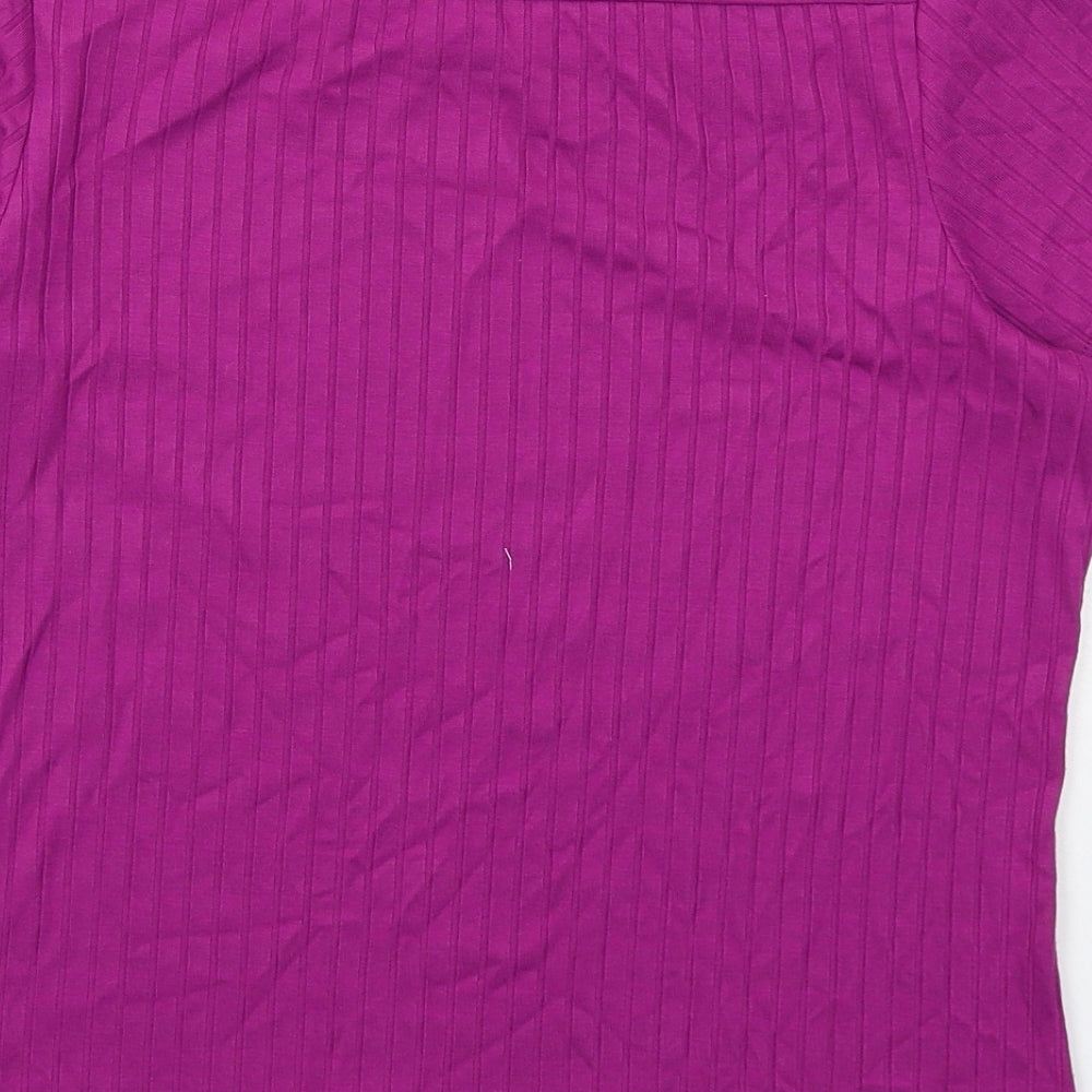 Principles Womens Purple Viscose Basic T-Shirt Size 12 Boat Neck