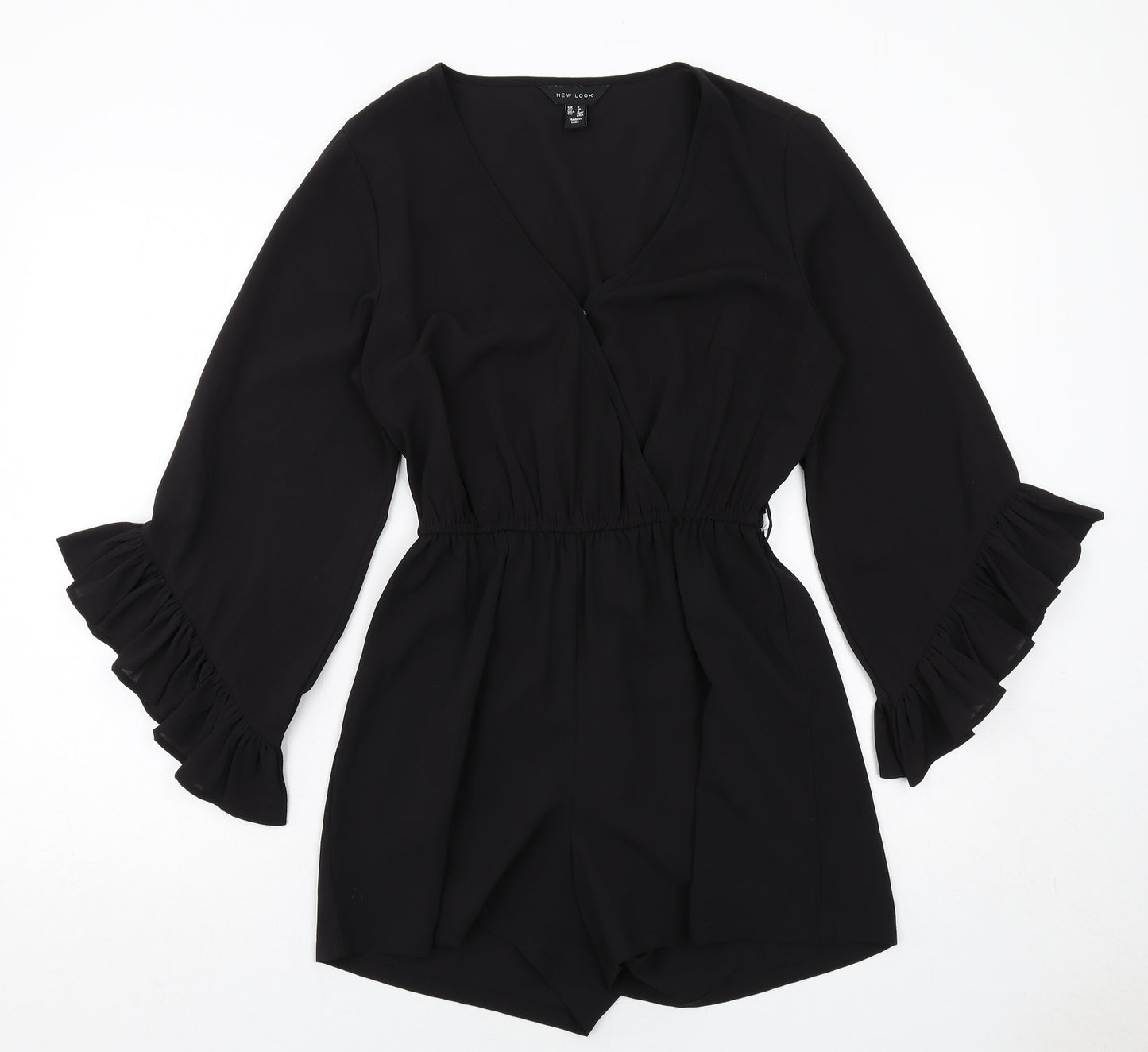 New Look Womens Black Polyester Playsuit One-Piece Size 8 Pullover