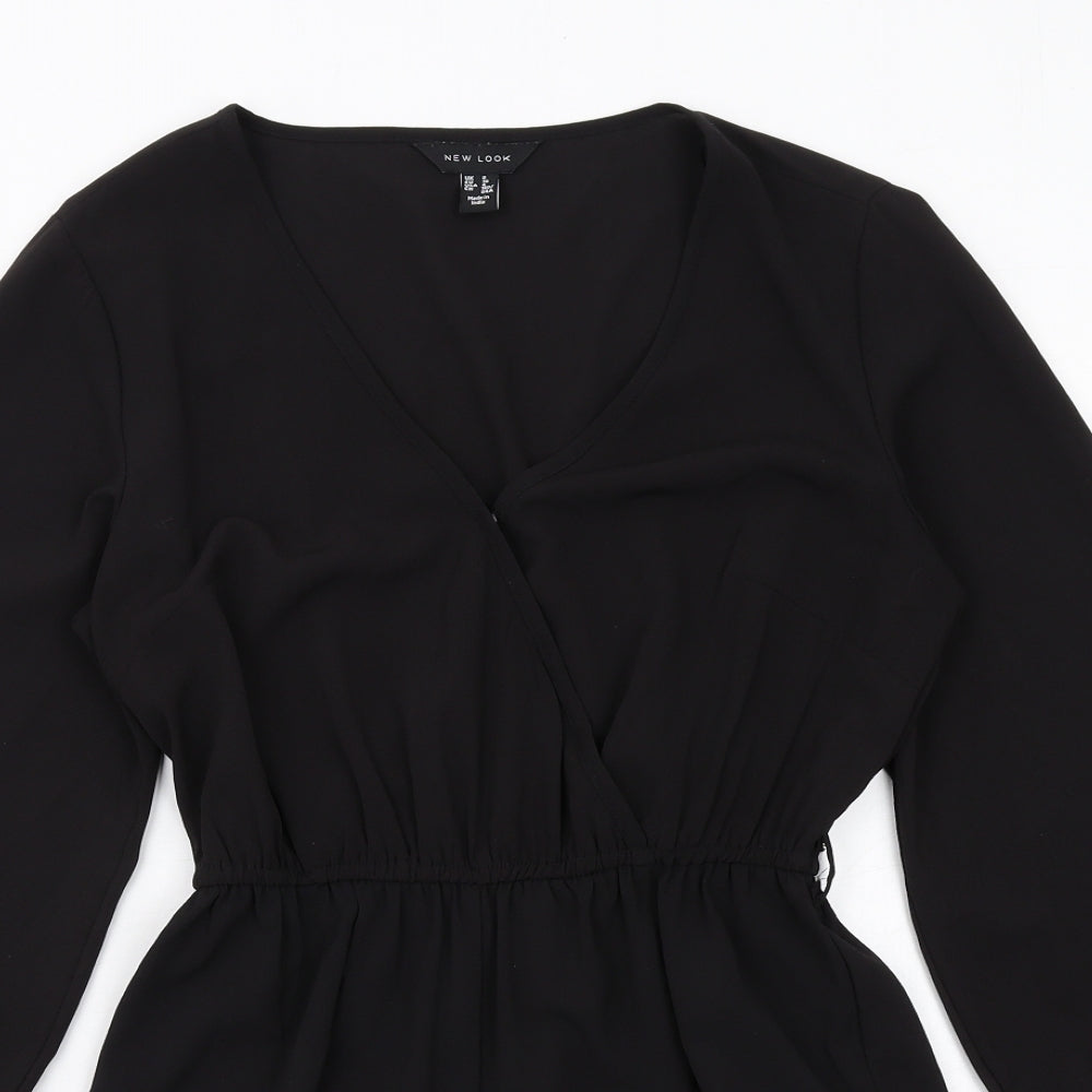New Look Womens Black Polyester Playsuit One-Piece Size 8 Pullover