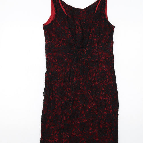 Donna Ricco Womens Black Nylon Tank Dress Size 10 Boat Neck Zip