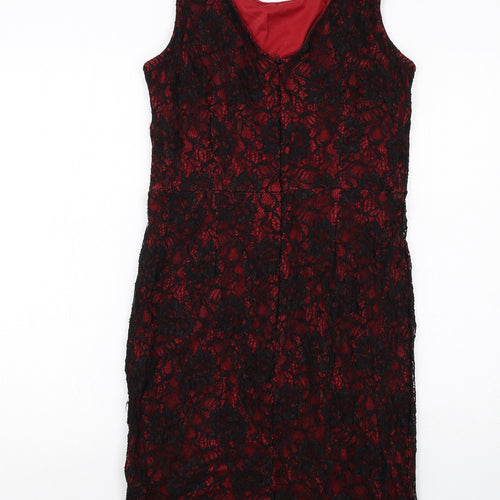 Donna Ricco Womens Black Nylon Tank Dress Size 10 Boat Neck Zip