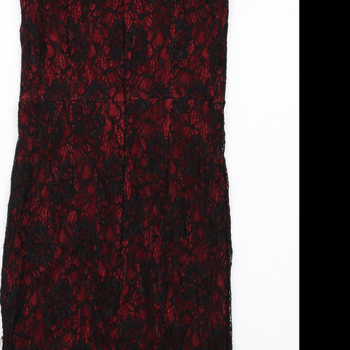 Donna Ricco Womens Black Nylon Tank Dress Size 10 Boat Neck Zip