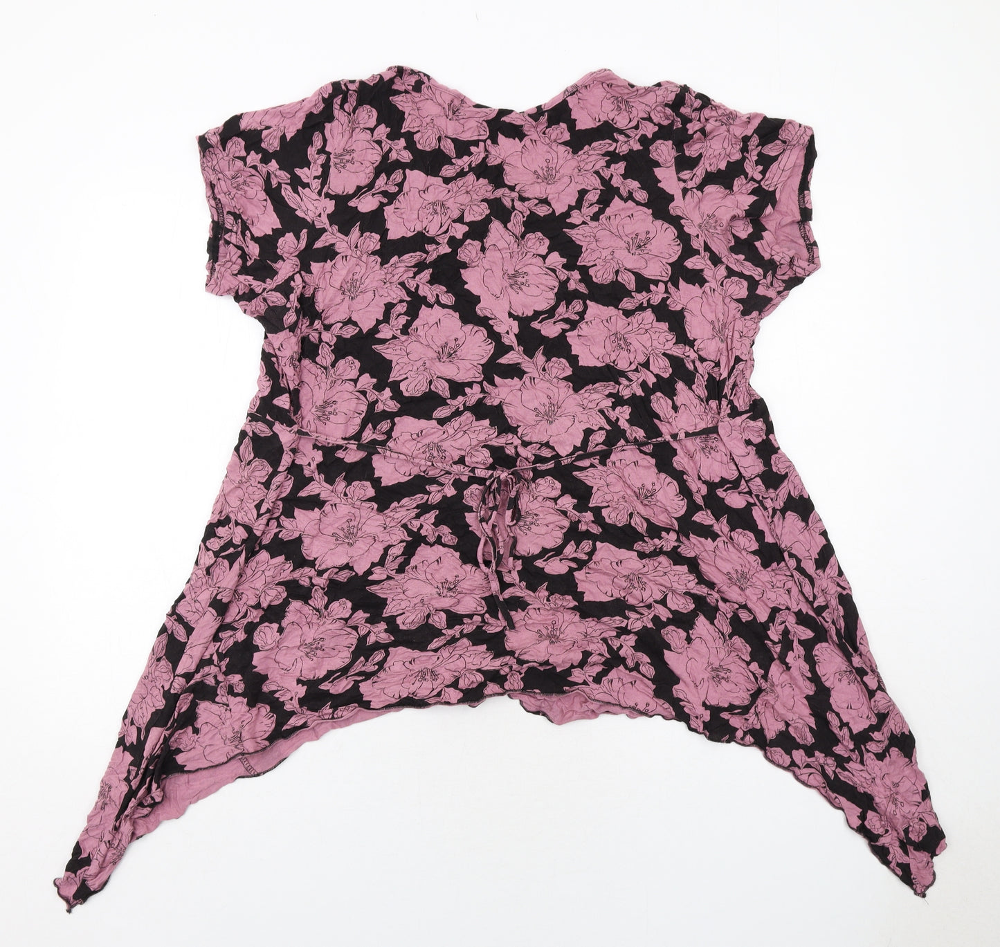 Yours Womens Purple Floral Polyester Basic T-Shirt Size 26 V-Neck