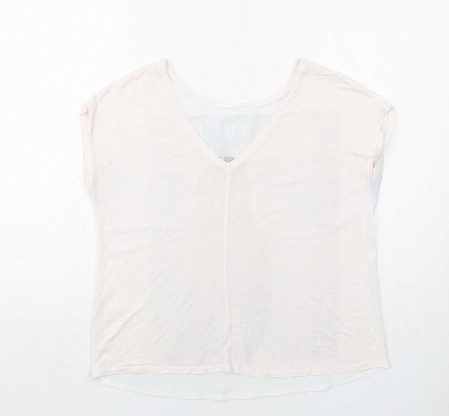 Zara Womens White Polyester Basic T-Shirt Size M Round Neck