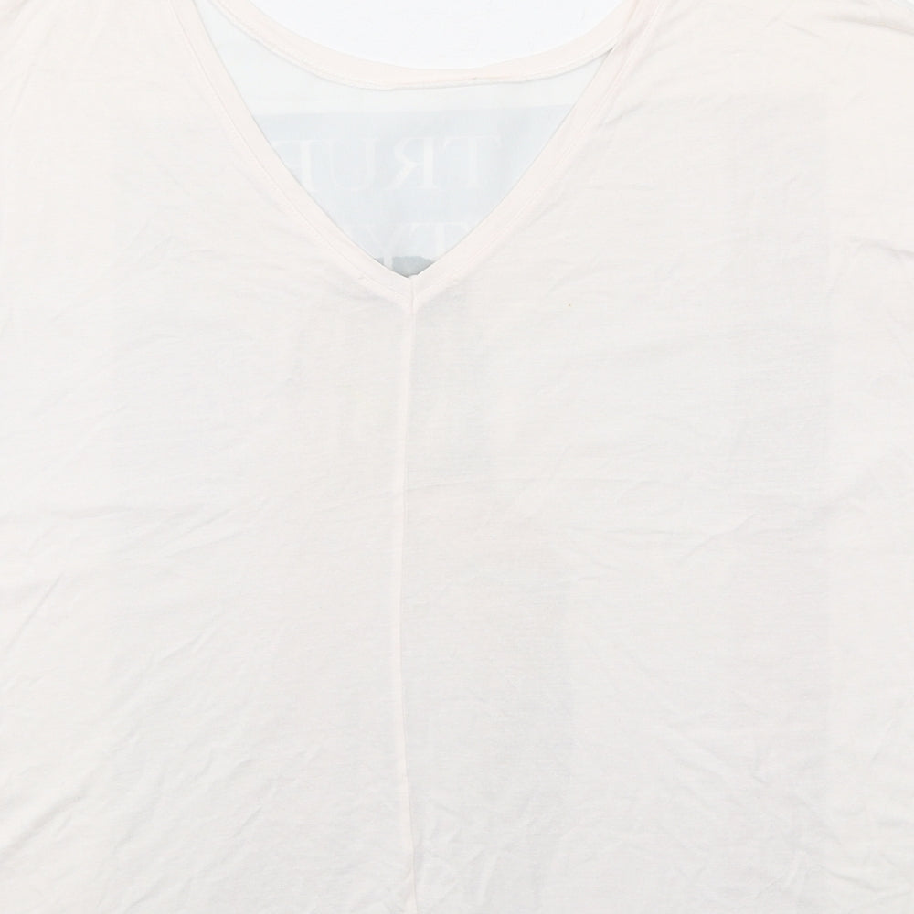 Zara Womens White Polyester Basic T-Shirt Size M Round Neck