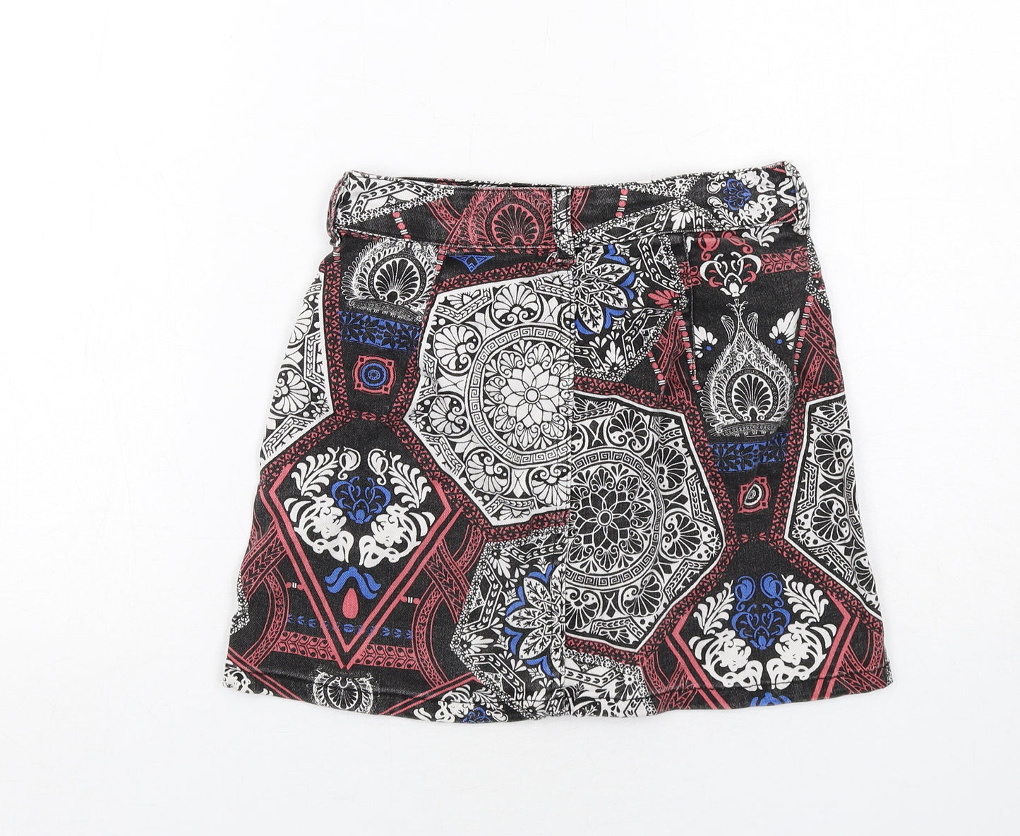 Skrit Womens Multicoloured Geometric Cotton Mini Skirt Size 8 Button