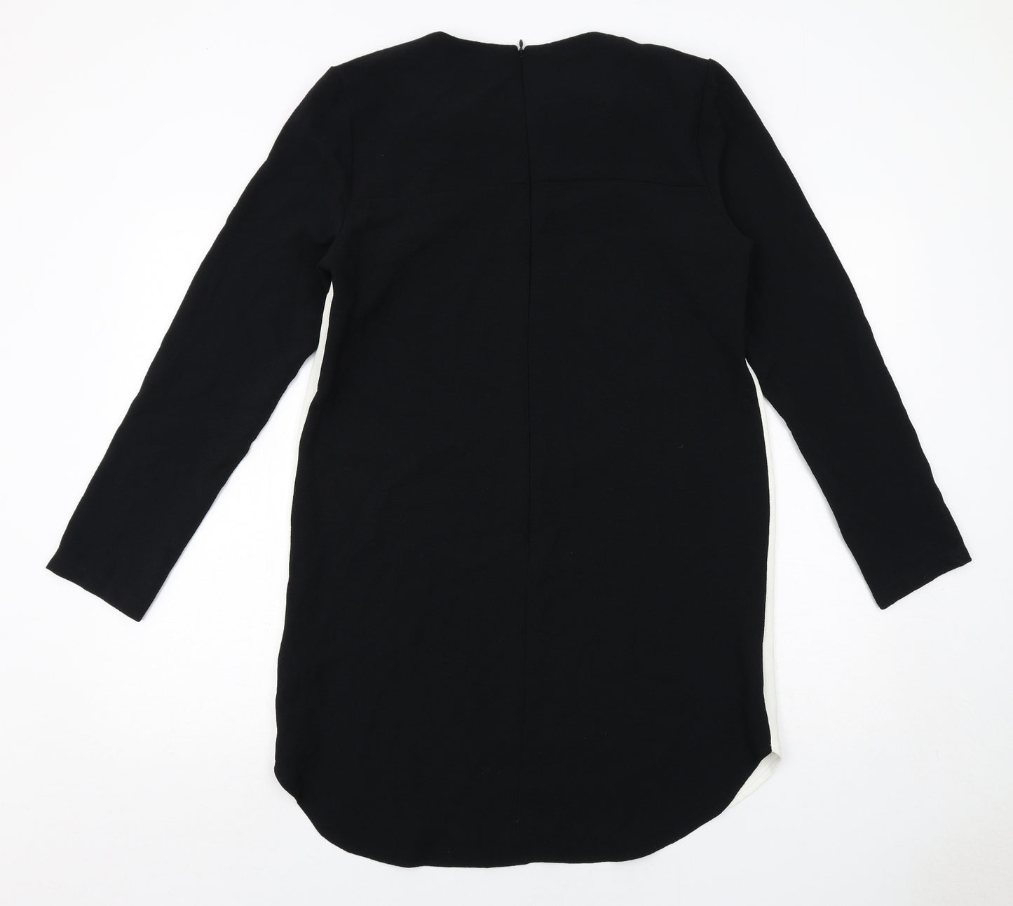 Topshop Womens Black Colourblock Polyester Shift Size 14 Boat Neck Zip