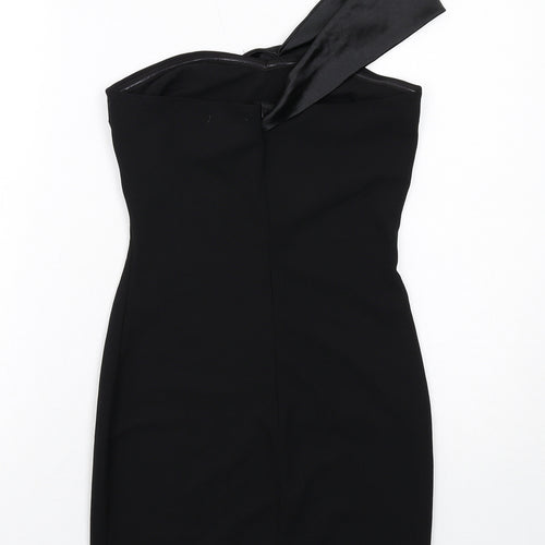 In the Style Womens Black Polyester Bodycon Size 8 One Shoulder Zip