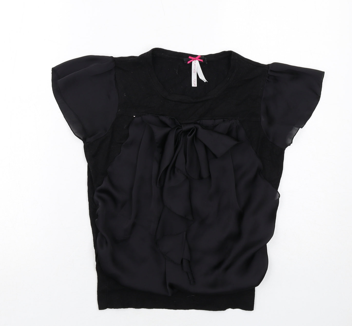 NEXT Womens Black Viscose Basic Blouse Size 12 Roll Neck