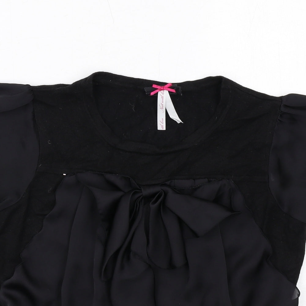 NEXT Womens Black Viscose Basic Blouse Size 12 Roll Neck
