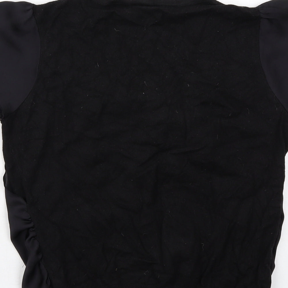 NEXT Womens Black Viscose Basic Blouse Size 12 Roll Neck