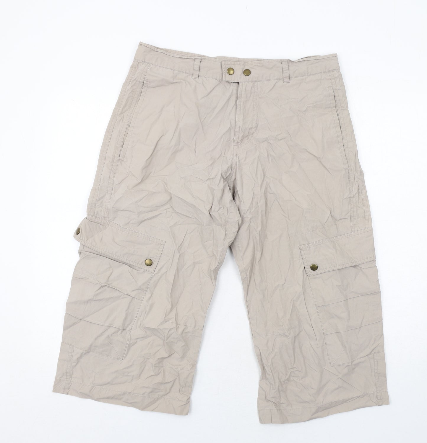 Topman Mens Beige Cotton Cargo Shorts Size M Regular Zip
