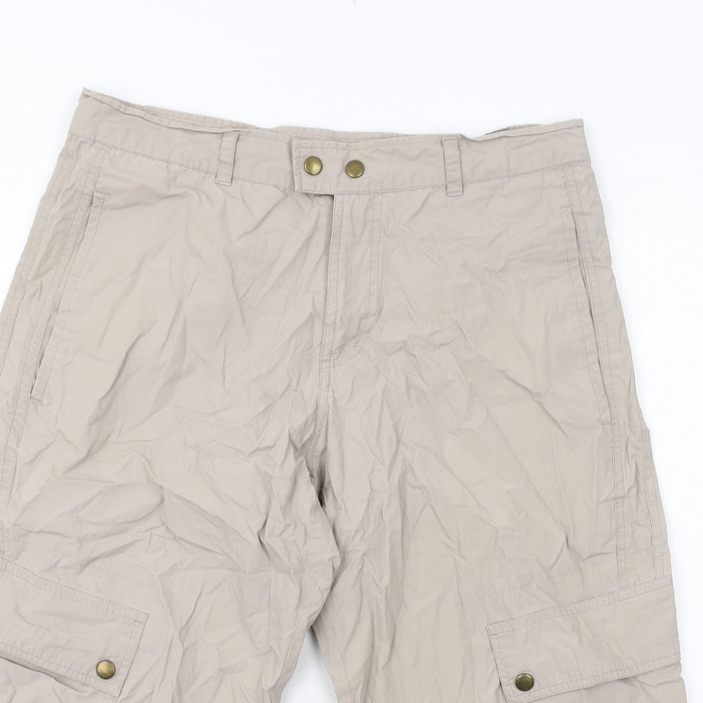 Topman Mens Beige Cotton Cargo Shorts Size M Regular Zip