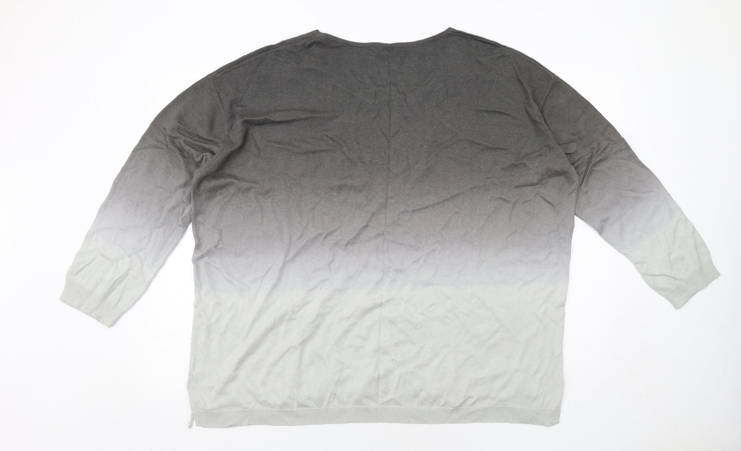 Together Womens Grey Round Neck Geometric Cotton Pullover Jumper Size XL