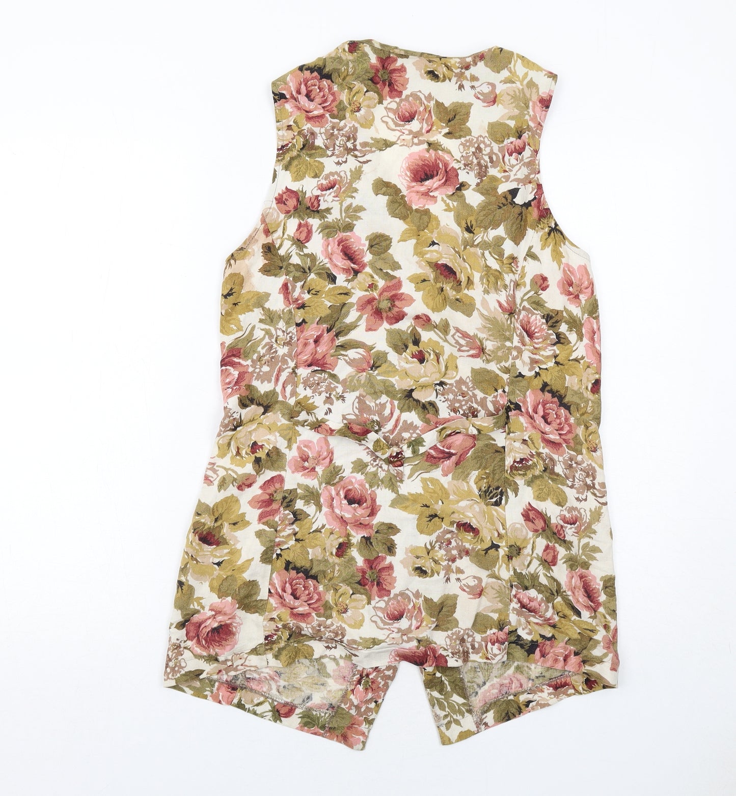 Tom Salto Womens Beige Floral Viscose Basic Tank Size 12 V-Neck