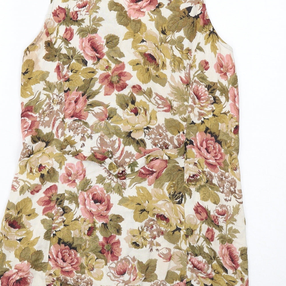 Tom Salto Womens Beige Floral Viscose Basic Tank Size 12 V-Neck