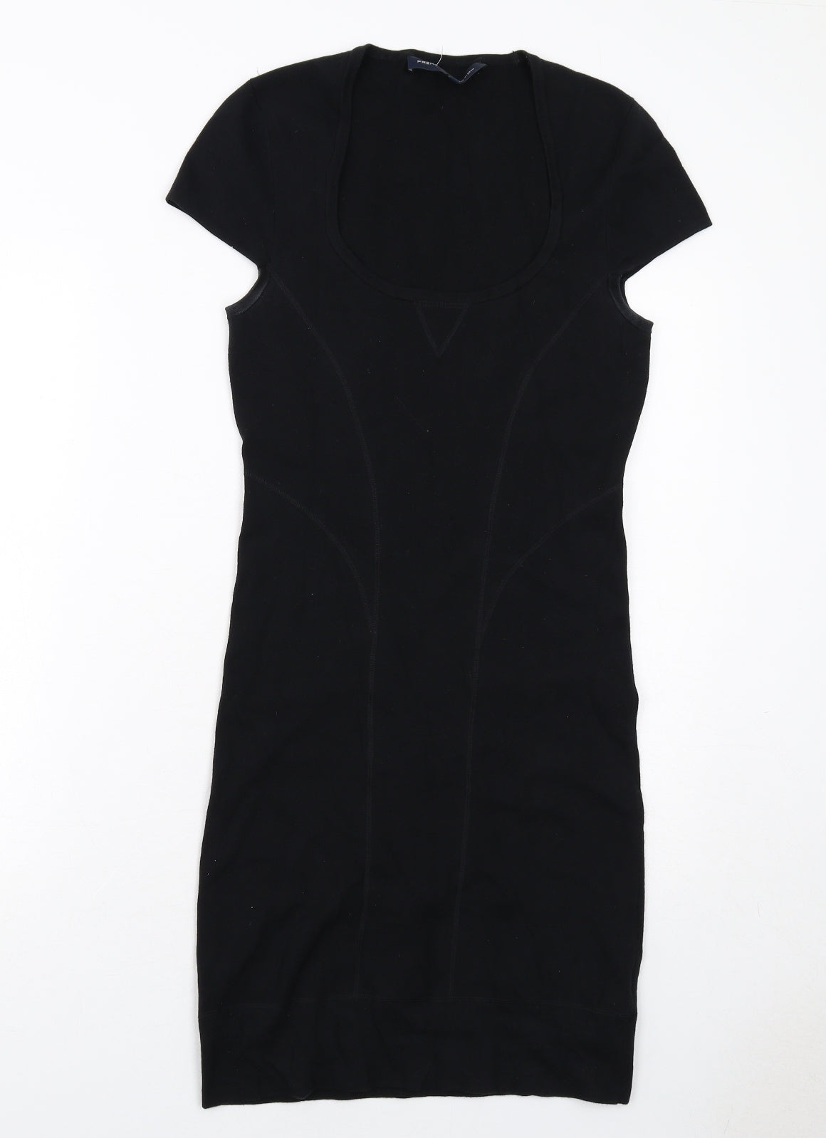 French Connection Womens Black Cotton T-Shirt Dress Size 12 Round Neck Pullover