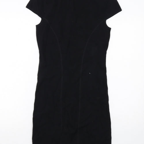 French Connection Womens Black Cotton T-Shirt Dress Size 12 Round Neck Pullover