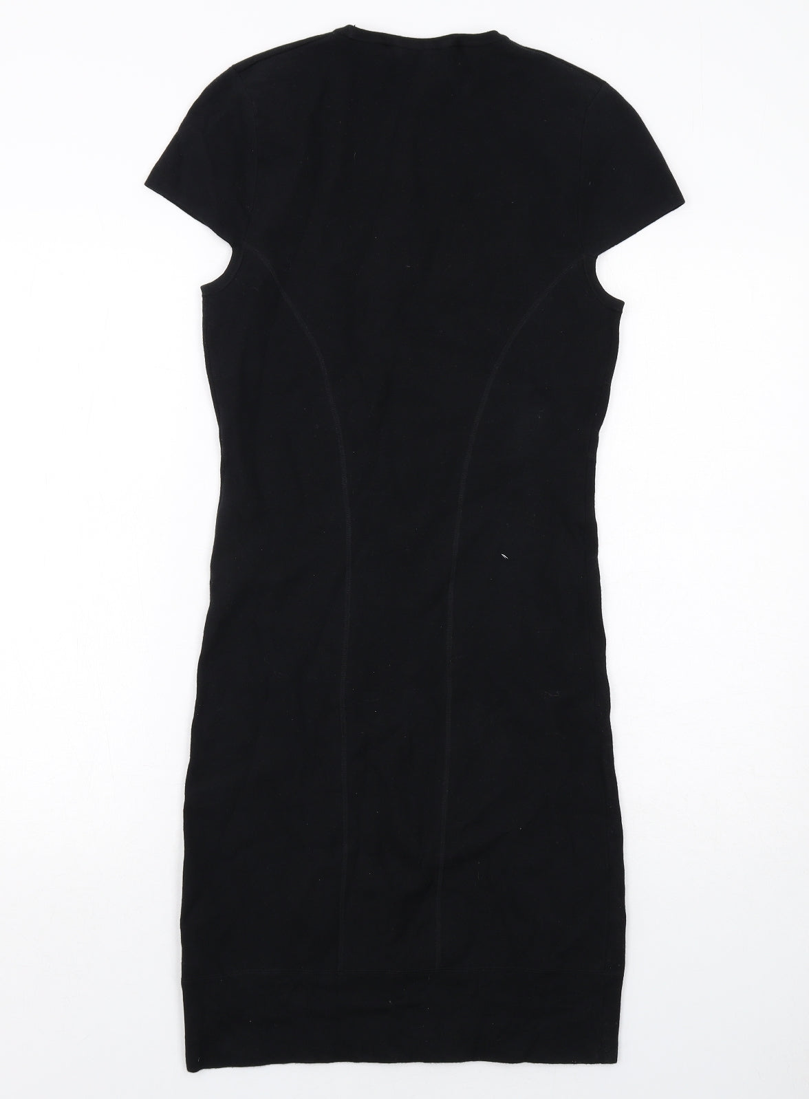 French Connection Womens Black Cotton T-Shirt Dress Size 12 Round Neck Pullover
