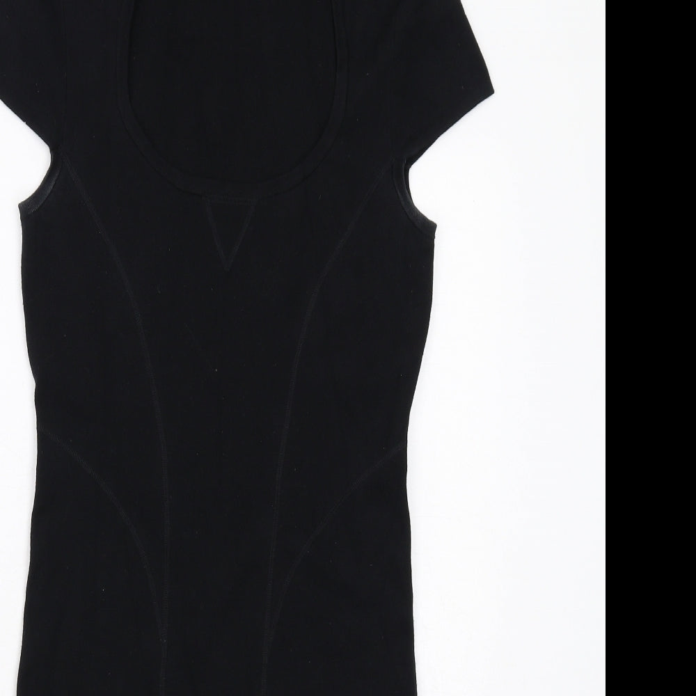 French Connection Womens Black Cotton T-Shirt Dress Size 12 Round Neck Pullover