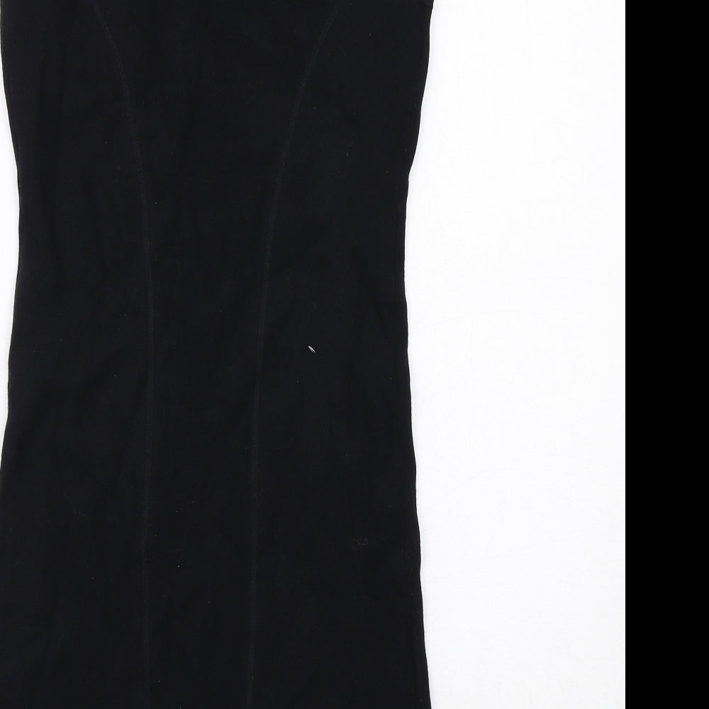 French Connection Womens Black Cotton T-Shirt Dress Size 12 Round Neck Pullover