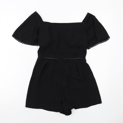 In the Style Womens Black Polyester Playsuit One-Piece Size 6 Zip