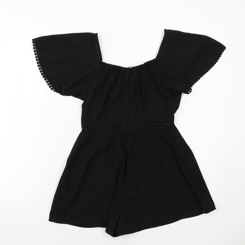 In the Style Womens Black Polyester Playsuit One-Piece Size 6 Zip