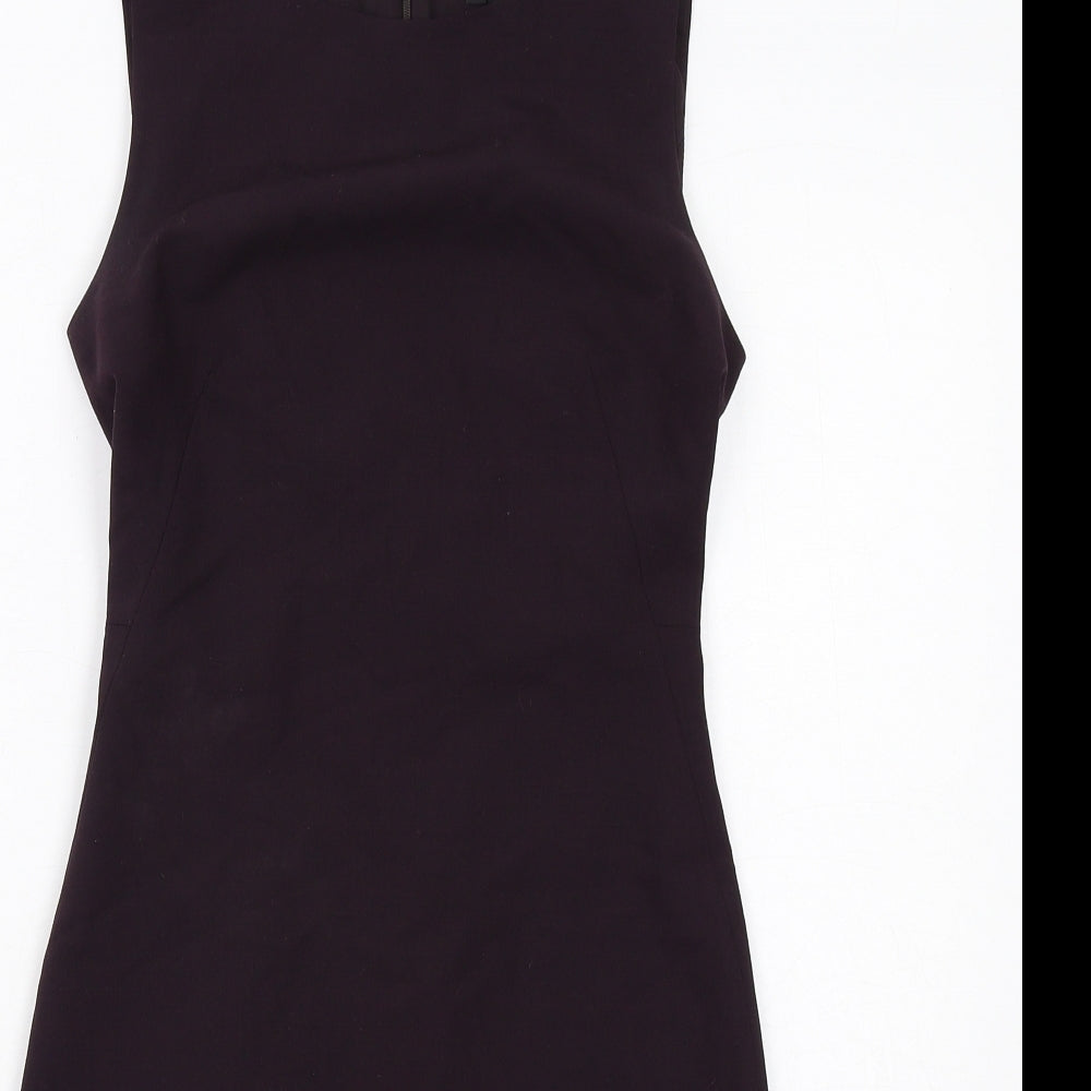 Theory Womens Purple Polyester Shift Size 4 Round Neck Zip