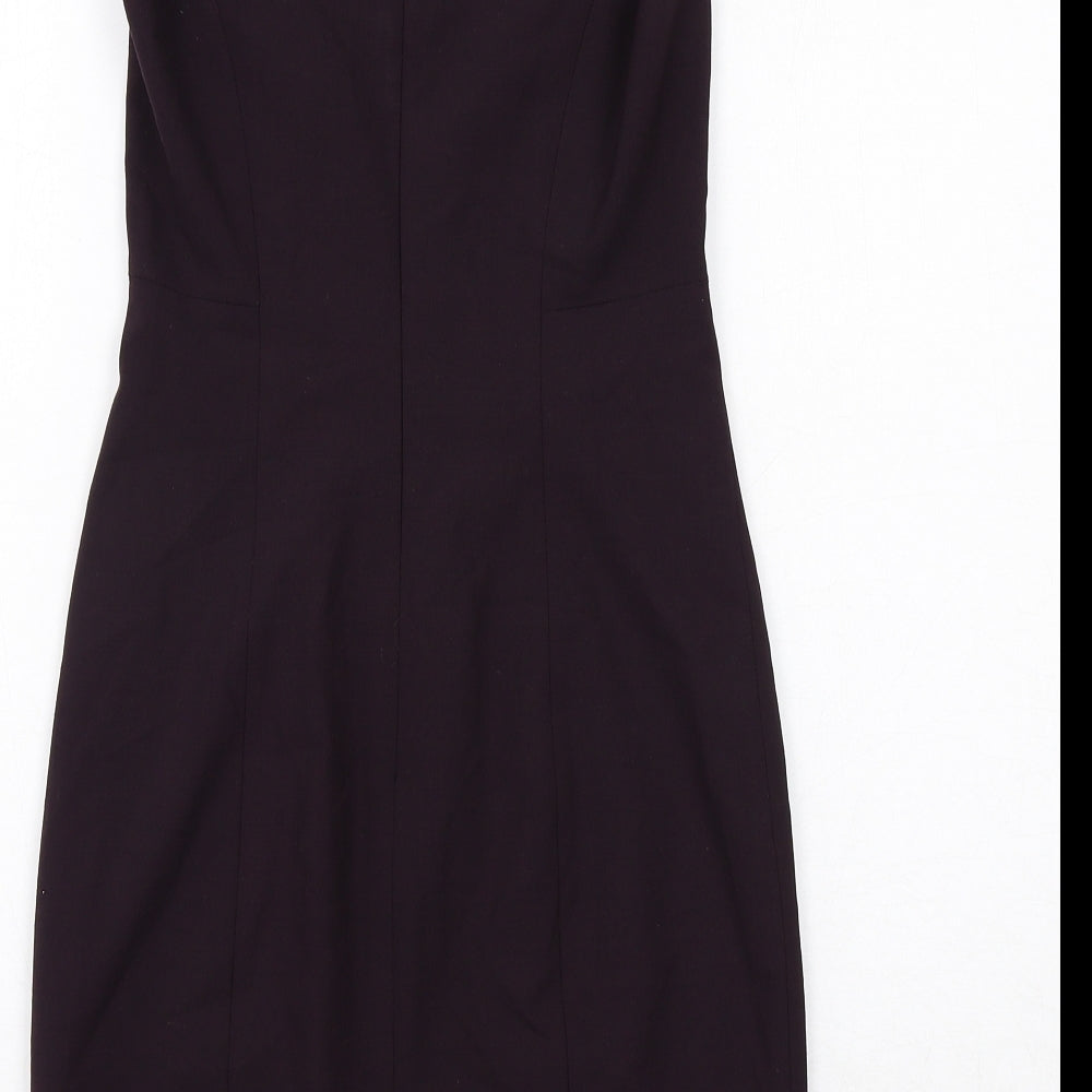 Theory Womens Purple Polyester Shift Size 4 Round Neck Zip