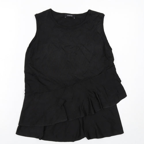 Marks and Spencer Womens Black Viscose Basic Tank Size 10 Round Neck
