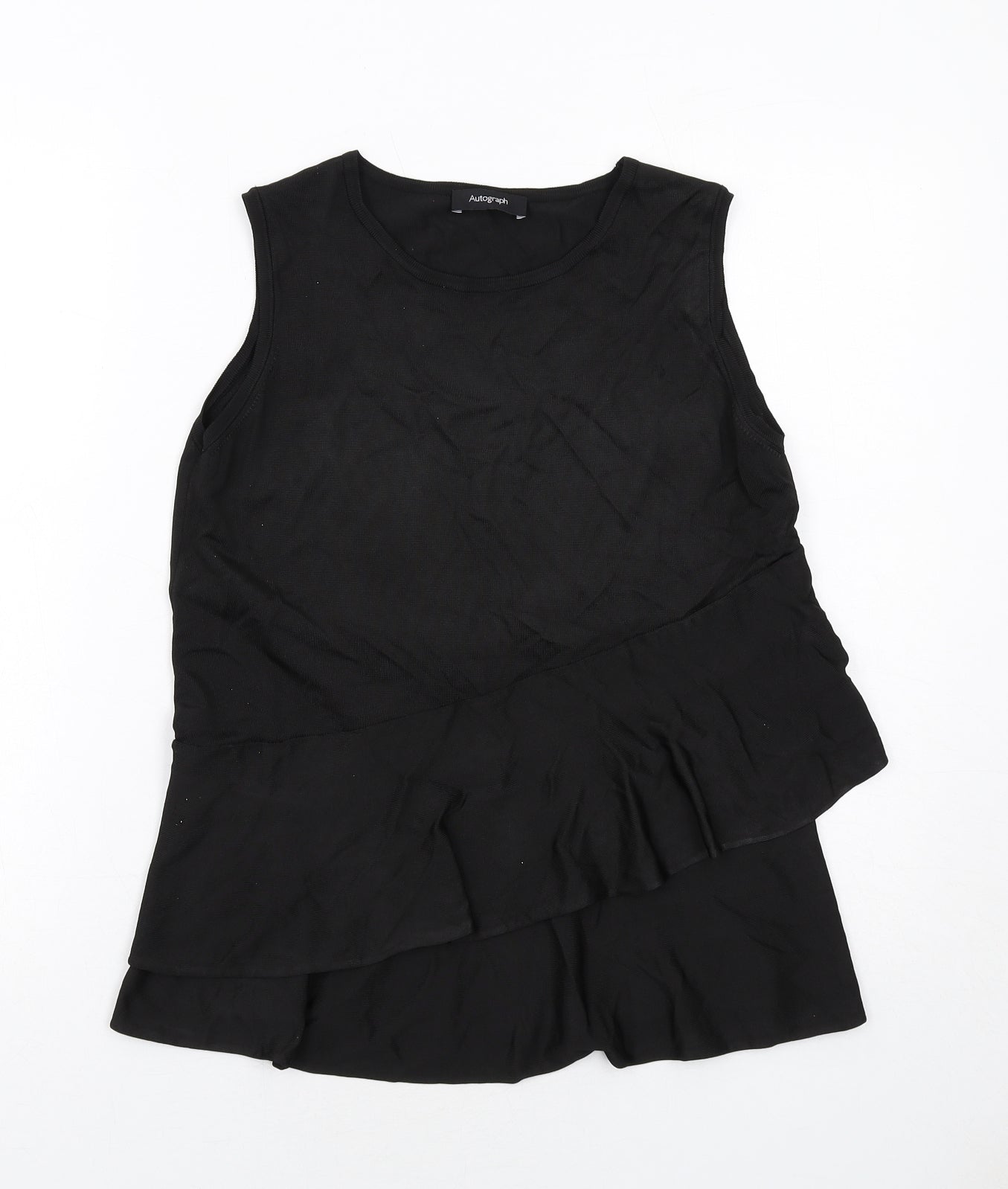 Marks and Spencer Womens Black Viscose Basic Tank Size 10 Round Neck