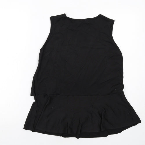 Marks and Spencer Womens Black Viscose Basic Tank Size 10 Round Neck