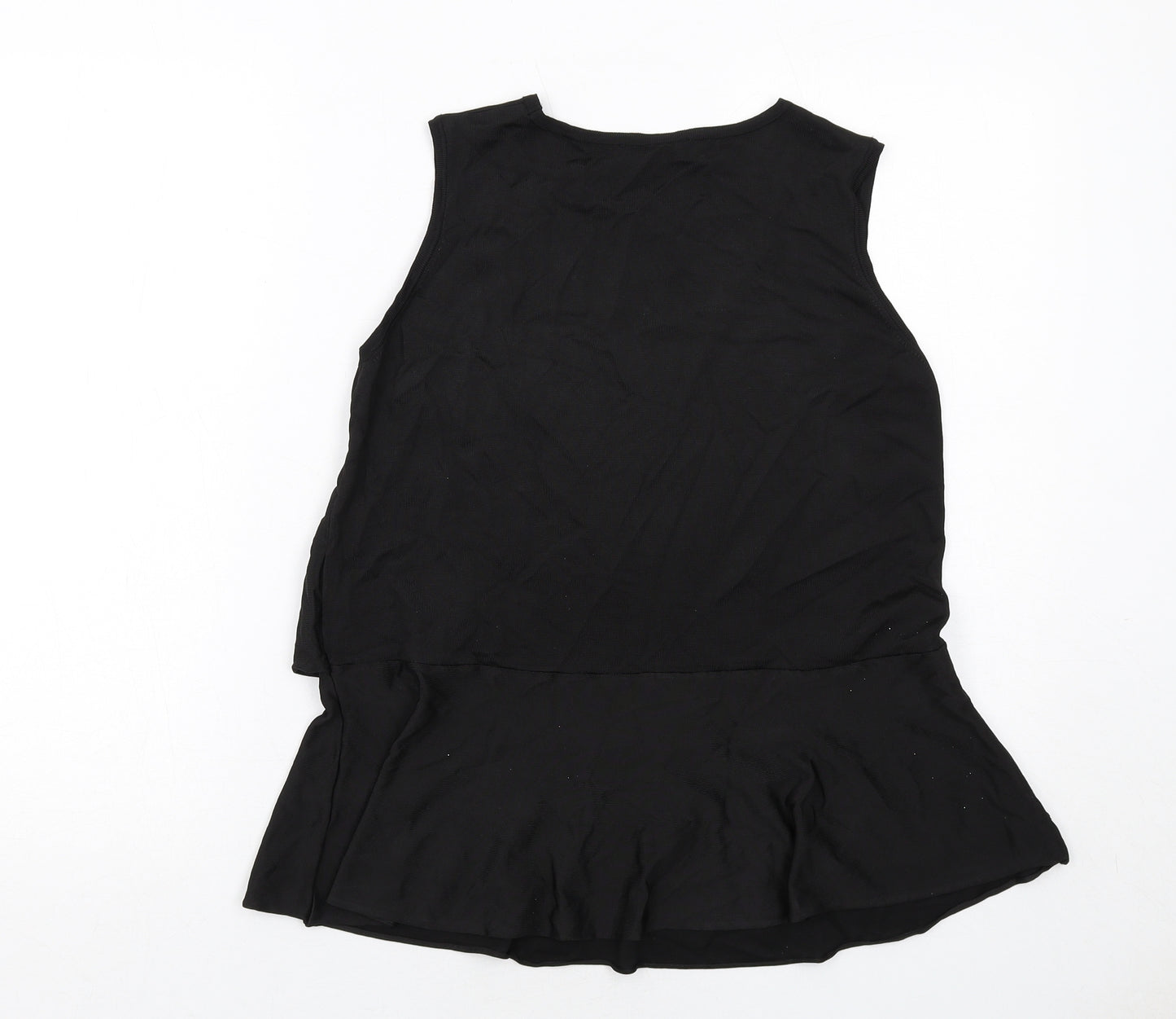 Marks and Spencer Womens Black Viscose Basic Tank Size 10 Round Neck